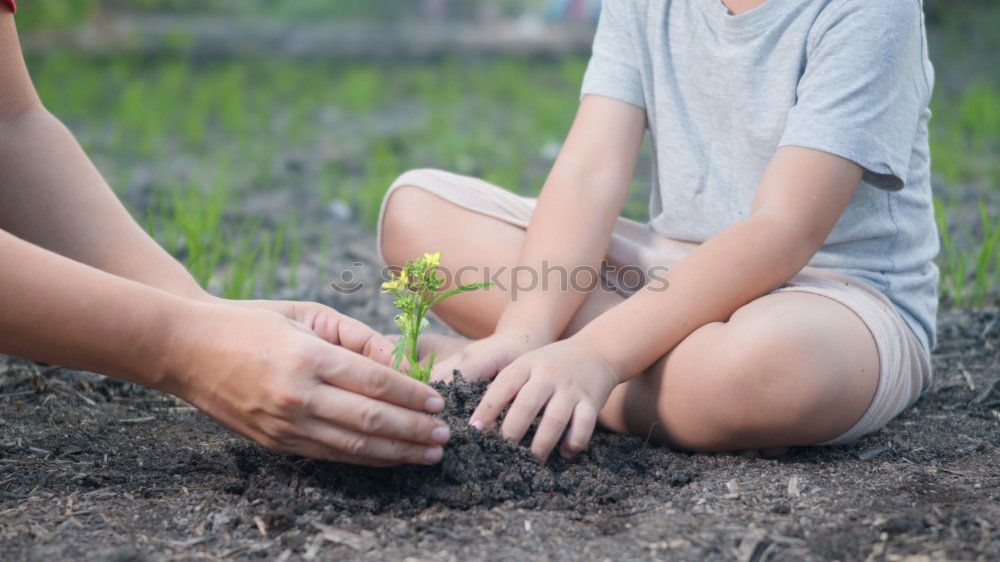 Similar – Image, Stock Photo Boy and girl picking up garbage from ground