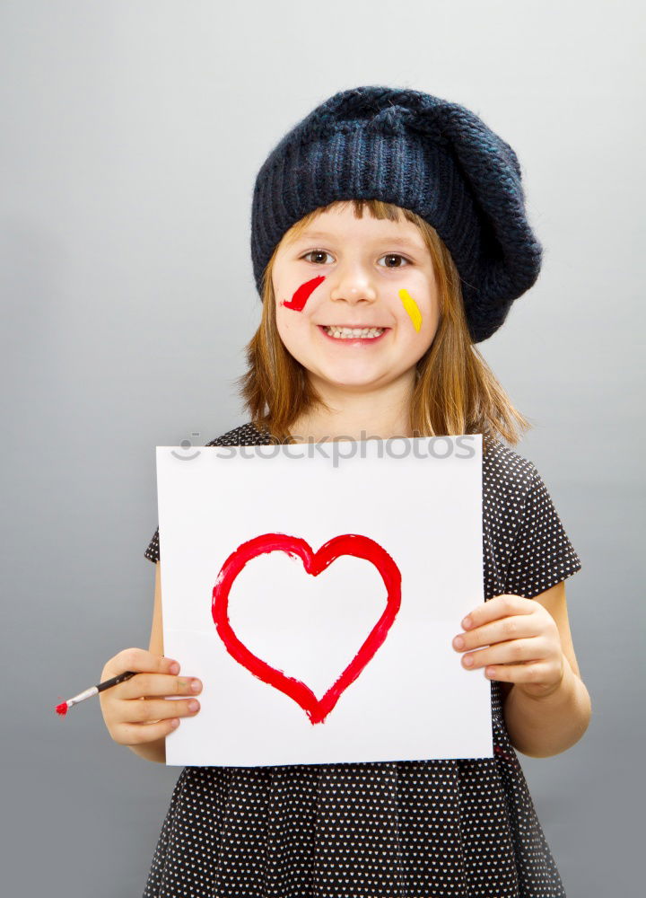 Similar – Image, Stock Photo Boy with chalk wants peace and love