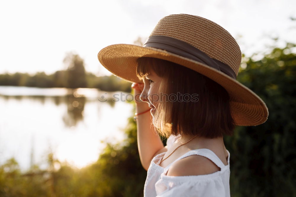 Similar – Image, Stock Photo Portrait of pretty woman smiling in nature