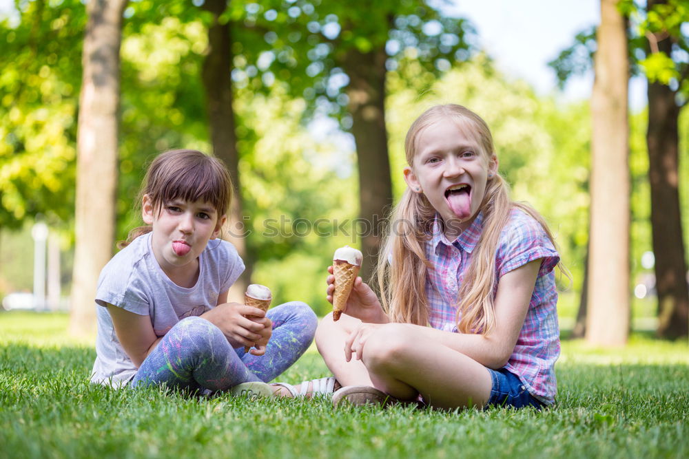 Similar – Image, Stock Photo Happy kids sitting on the grass