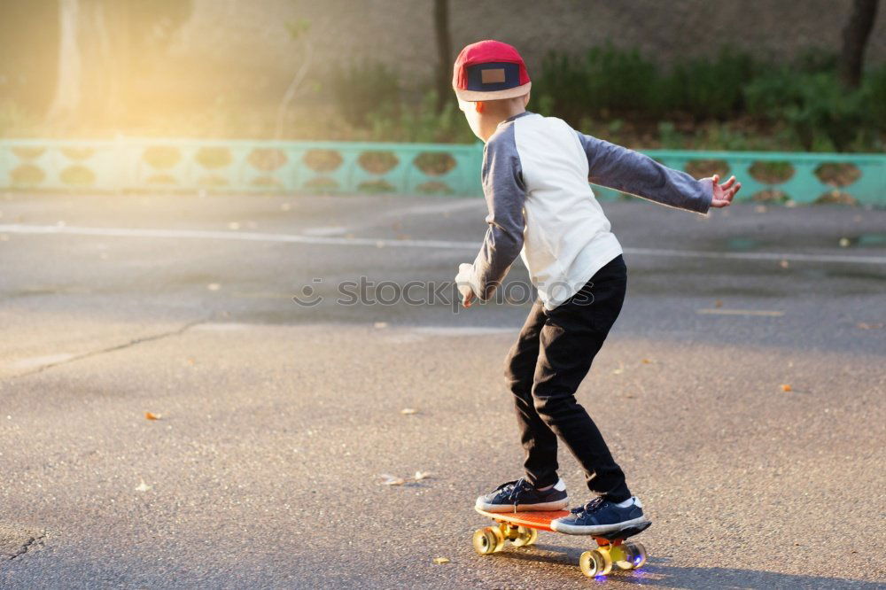 Similar – Image, Stock Photo Cool skateboard woman at a public graffiti park