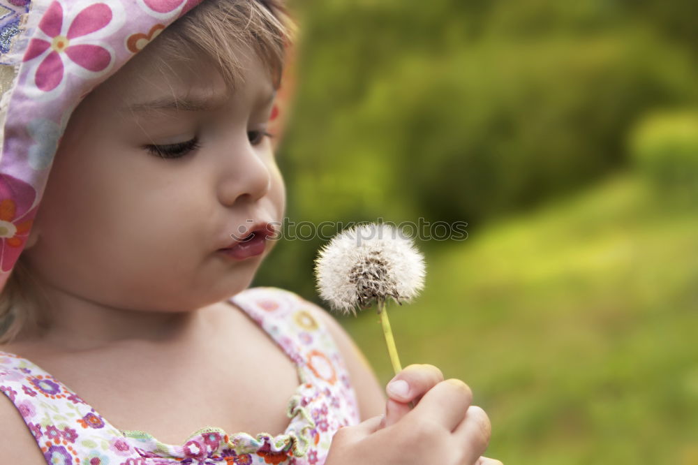 Similar – little girl observing flowers