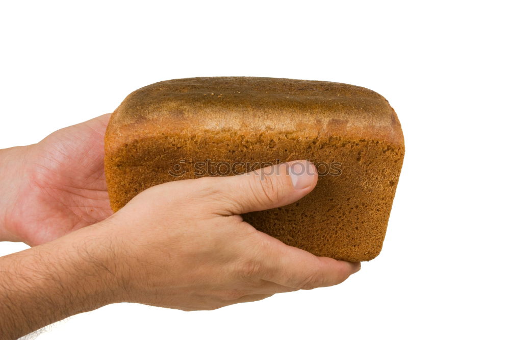 Similar – Image, Stock Photo male hands are holding brown baked rye bread