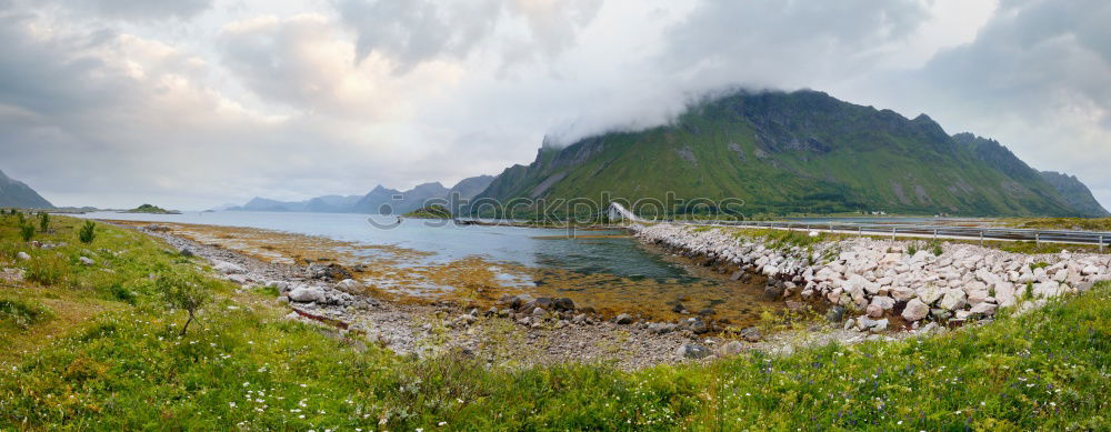 Similar – Fantastic bridge through fjord on Lofoten islands in Norway