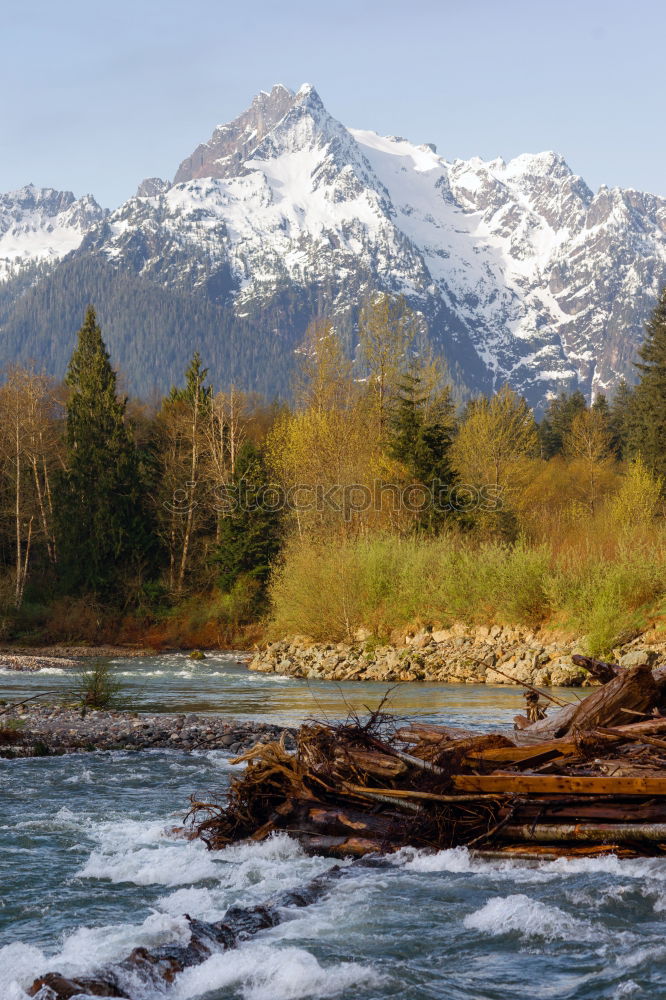 Similar – Image, Stock Photo Mountain river valley landscape