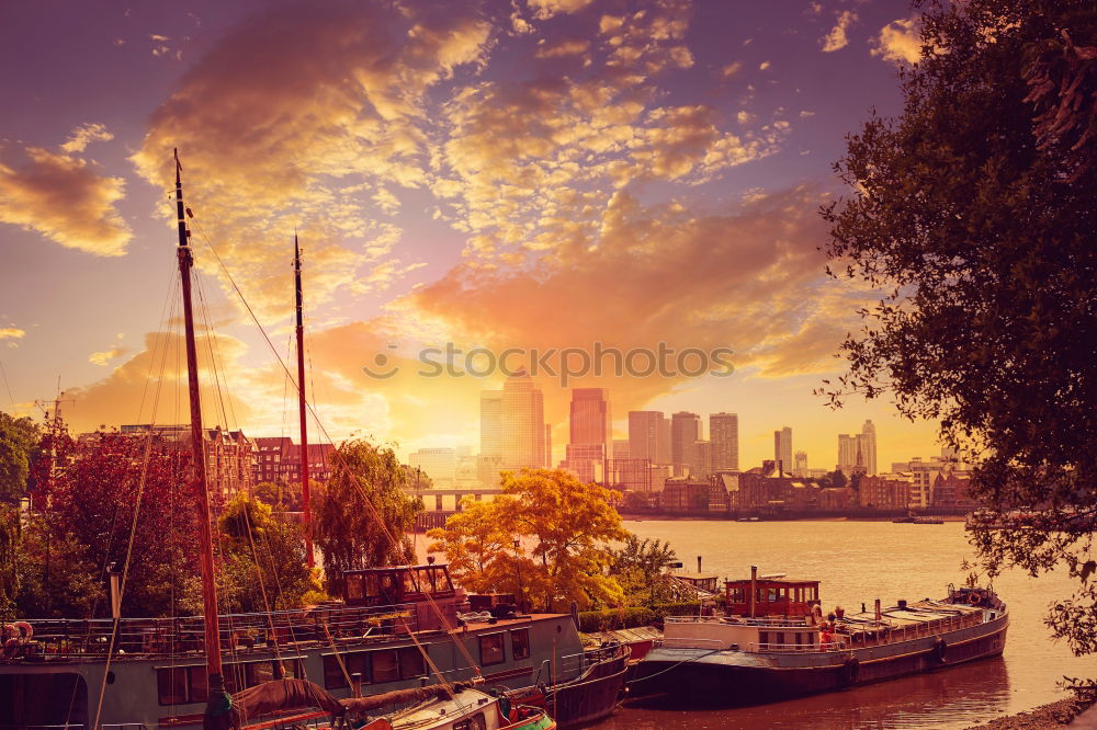 Similar – Image, Stock Photo UT Köln | Rhine bank Schäl Sick | Autumn evening in the Mülheim harbour