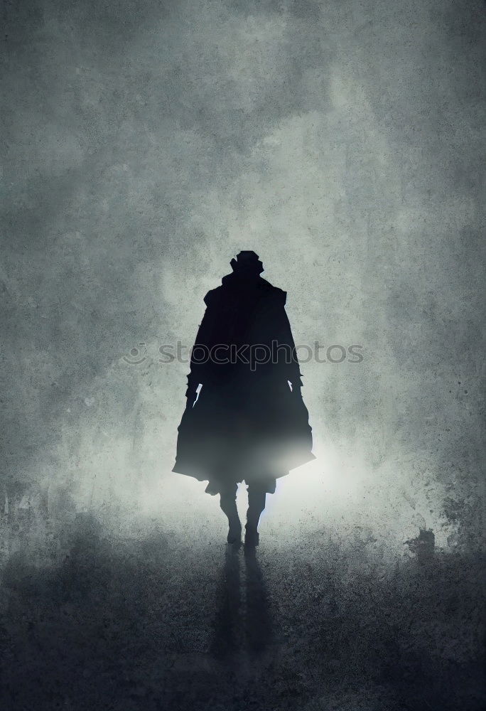 Similar – Woman wearing trench coat and standing in fog