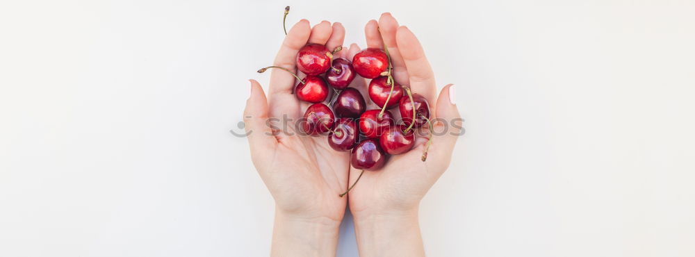 Similar – Image, Stock Photo Blue bowl full of fresh organic cherries on pink background