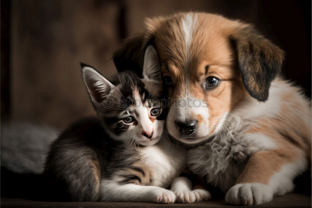 Similar – shepherd puppies playing in sunset light