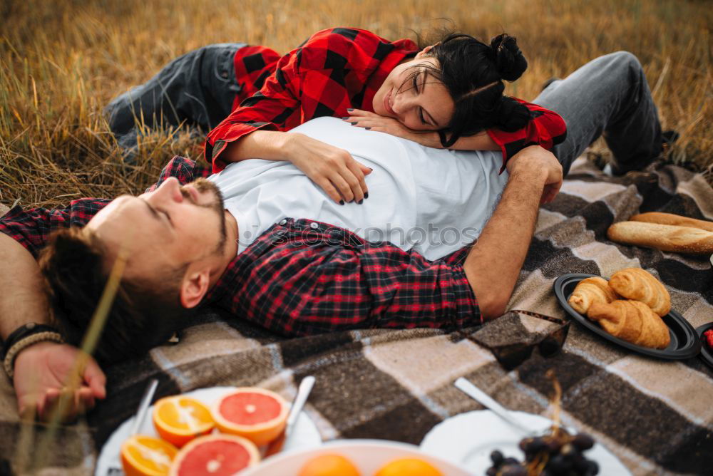 Similar – Image, Stock Photo Couple pausing while doing trekking