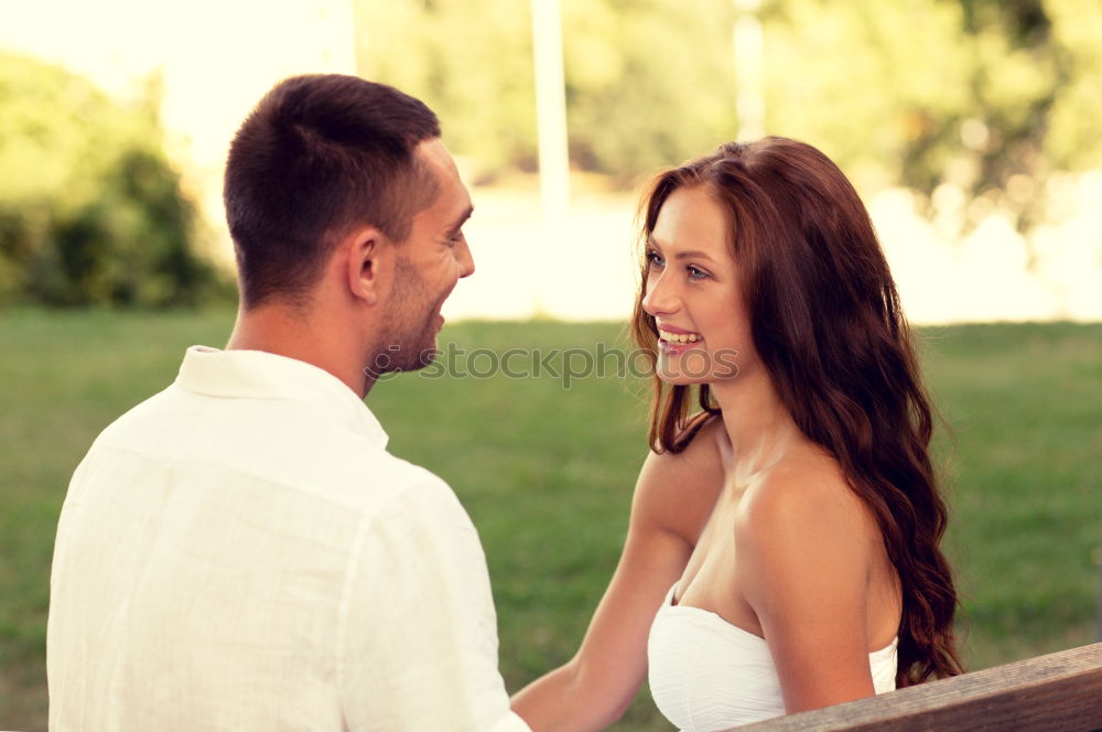 Similar – Image, Stock Photo Just married couple together in nature background