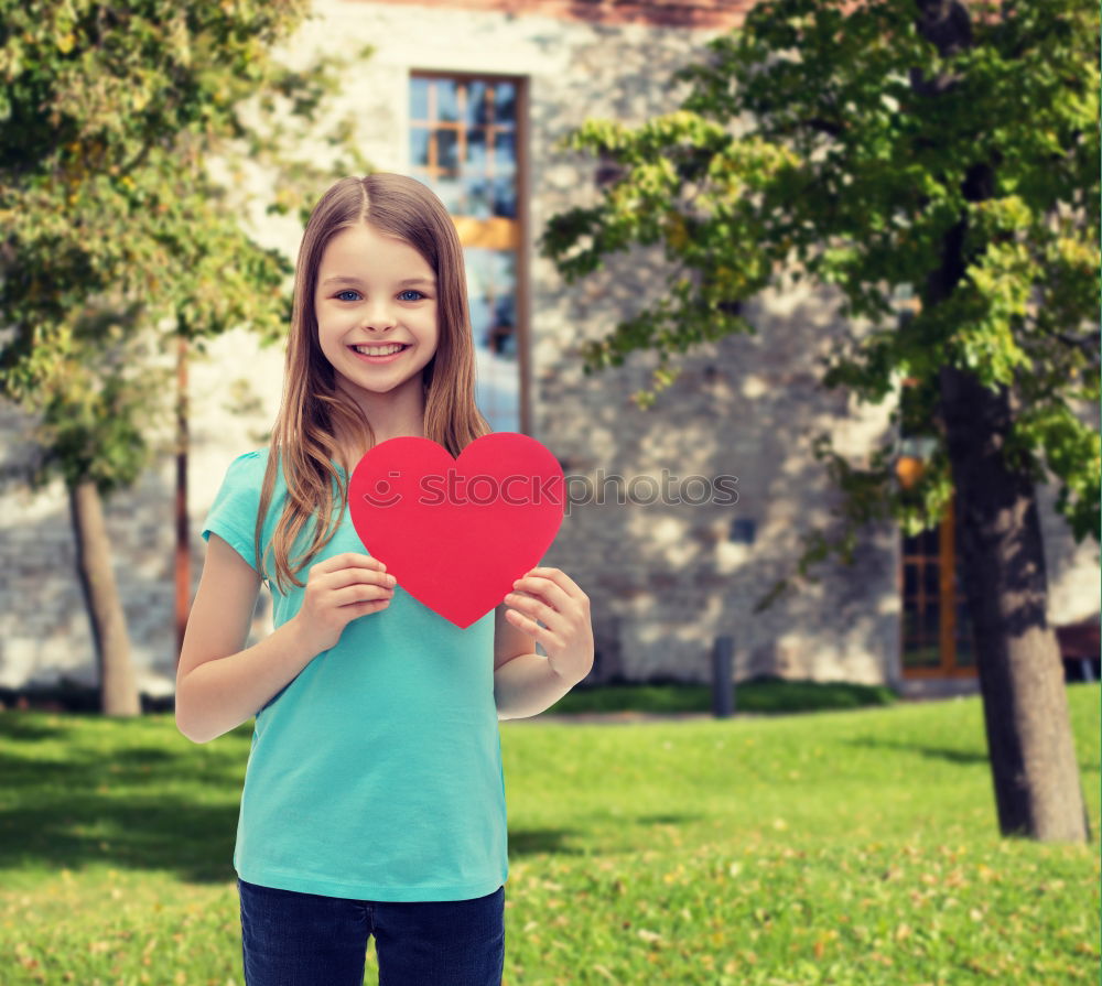 Similar – Image, Stock Photo Boy with chalk wants peace and love