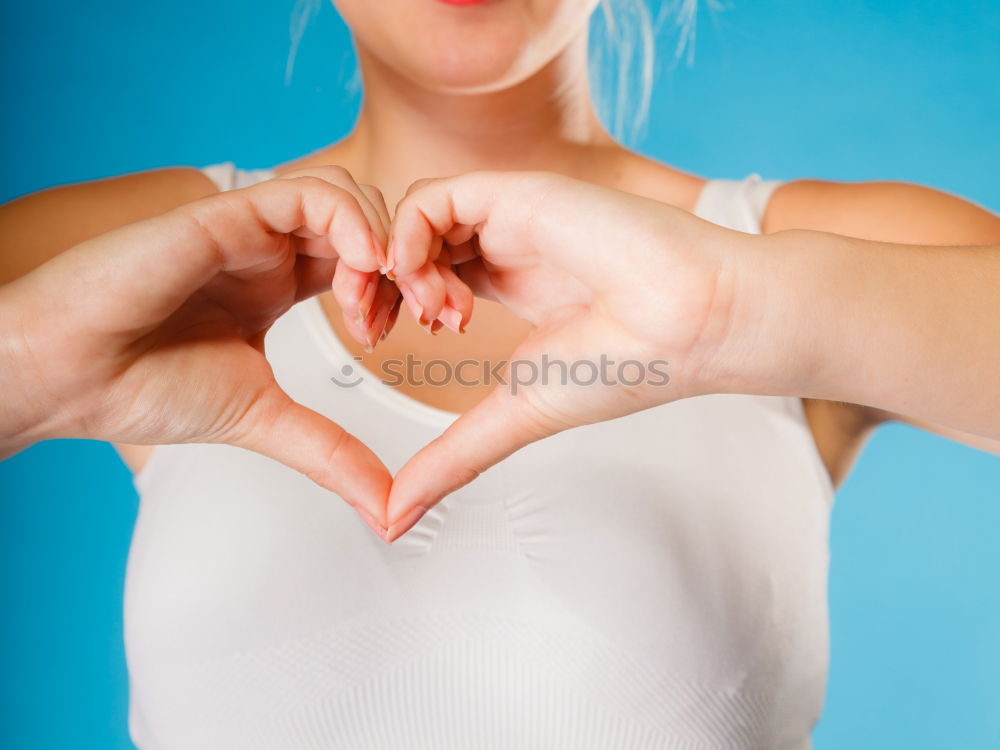 Similar – Image, Stock Photo Close up focus woman hands show love symbol