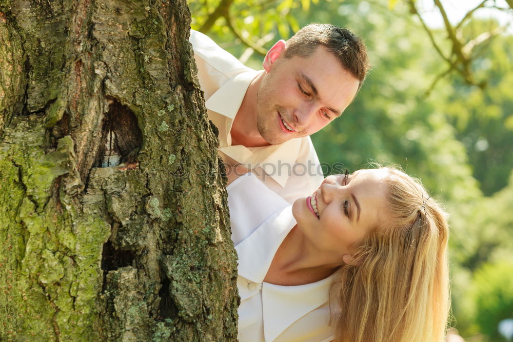 Similar – Image, Stock Photo Couple, Spring, Smile, Hug, Play, Flirt