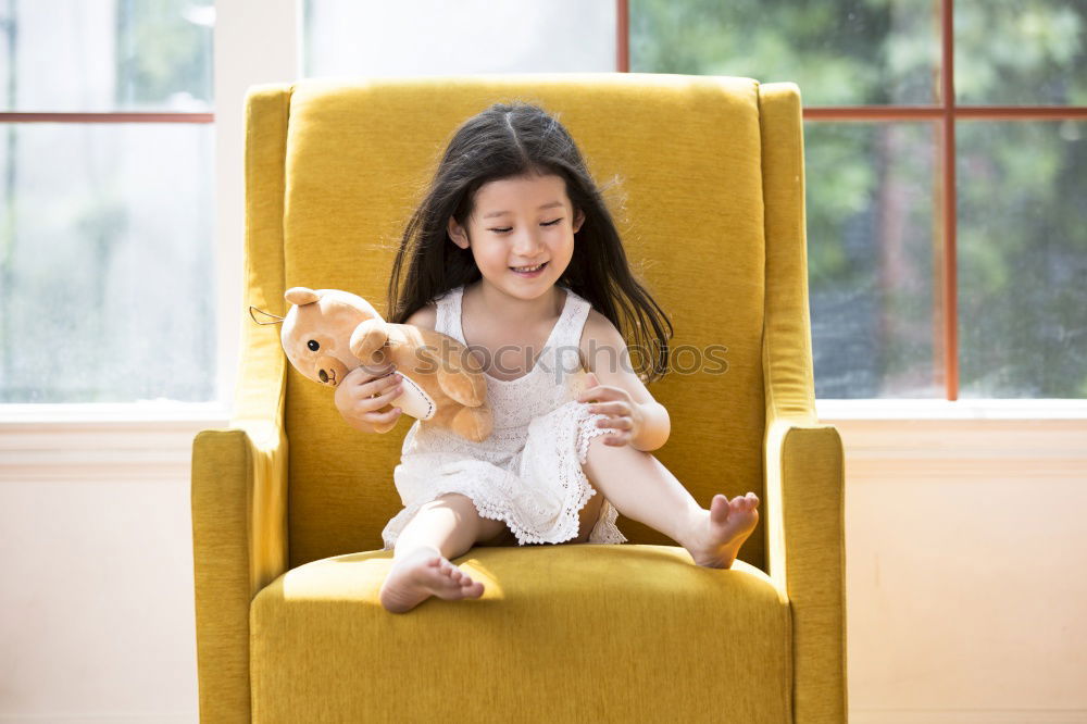 Similar – Image, Stock Photo Little boy sitting on the bed and smile