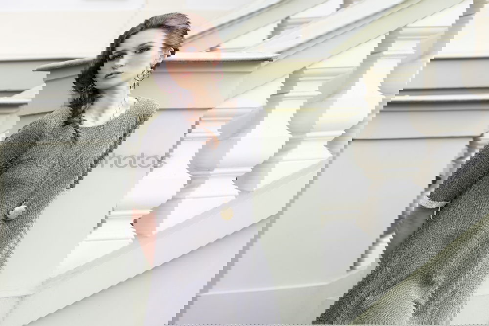 Similar – Image, Stock Photo Woman standing on the street with blur background