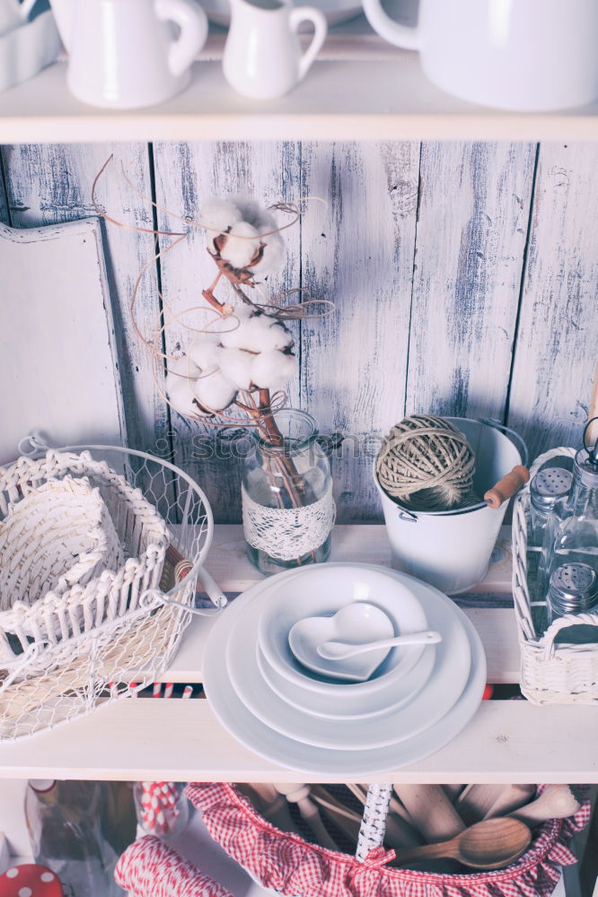 Similar – Image, Stock Photo Flatlay of wooden tray with cup of coffee, peaches, creamer