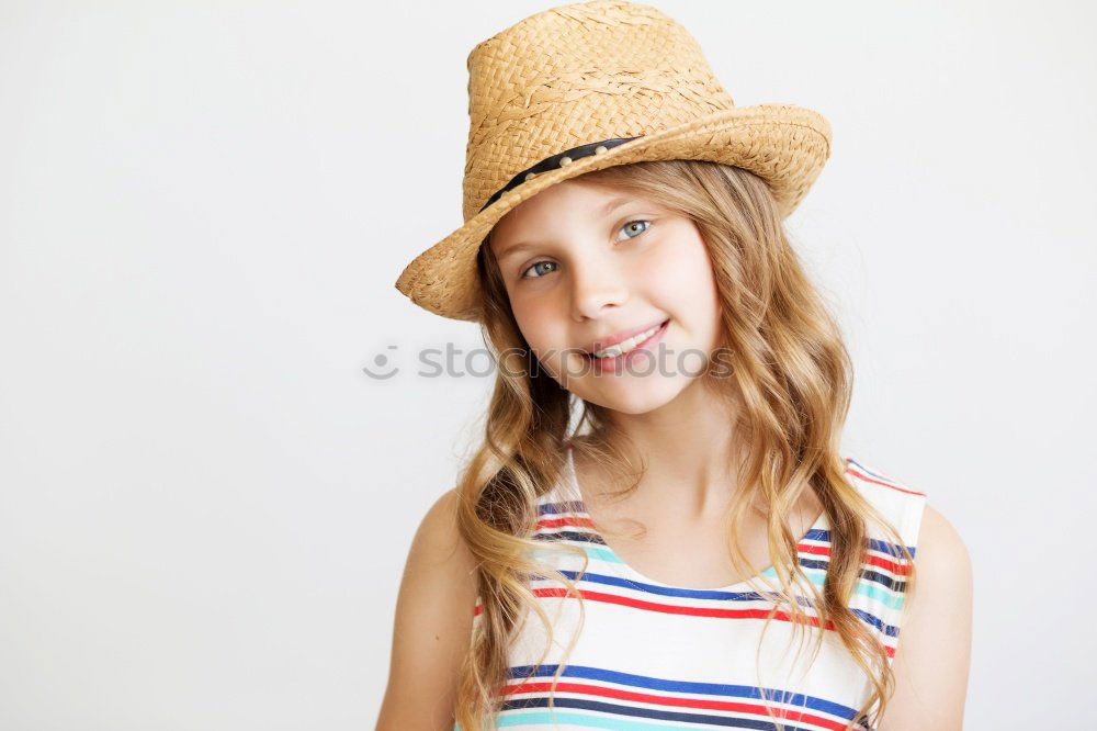 Similar – Image, Stock Photo Beautiful cute little girl playing with mustache