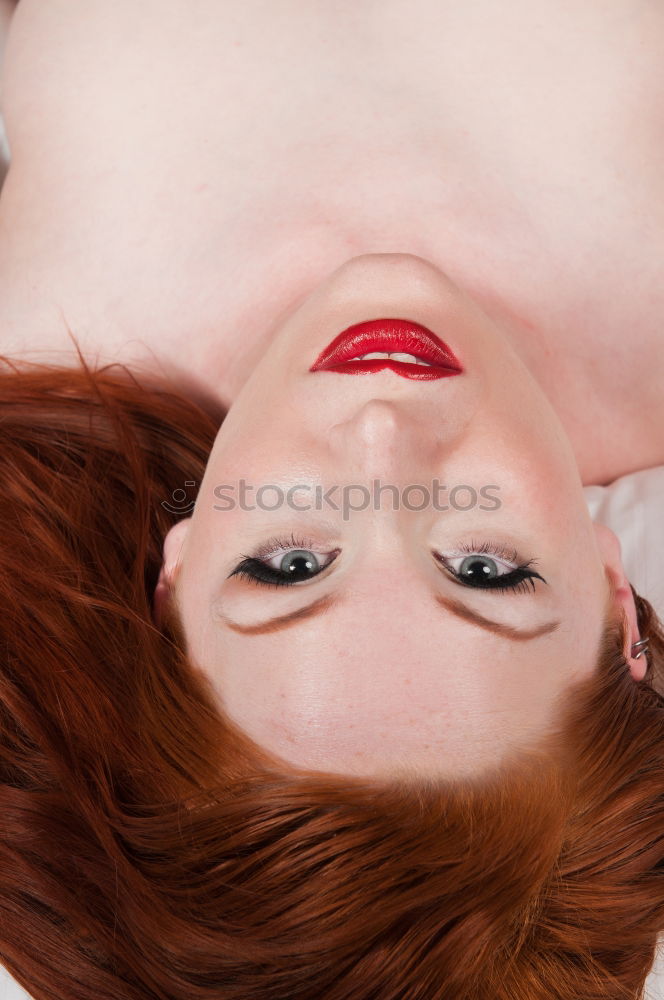 Similar – Image, Stock Photo Young redhead woman with a yellow dress in a yellow room