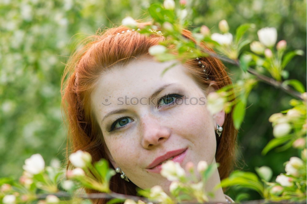 Similar – Woman with flower wreath