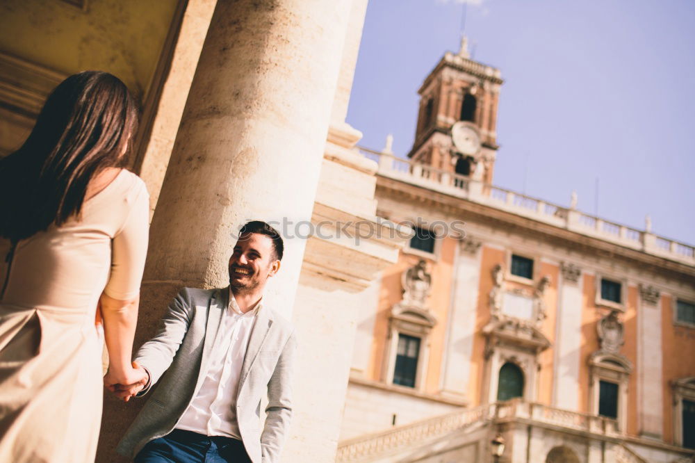 Similar – Image, Stock Photo Smiling couple of lovers having fun.