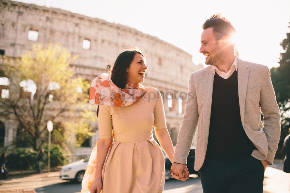 Similar – Image, Stock Photo Smiling couple of lovers having fun.