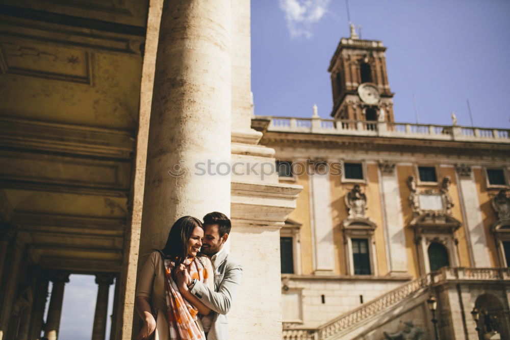 Similar – Image, Stock Photo Young woman standing on the balcony of an old building