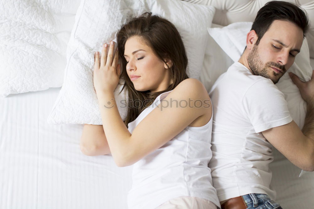 Image, Stock Photo Young couple. Man massaging a woman