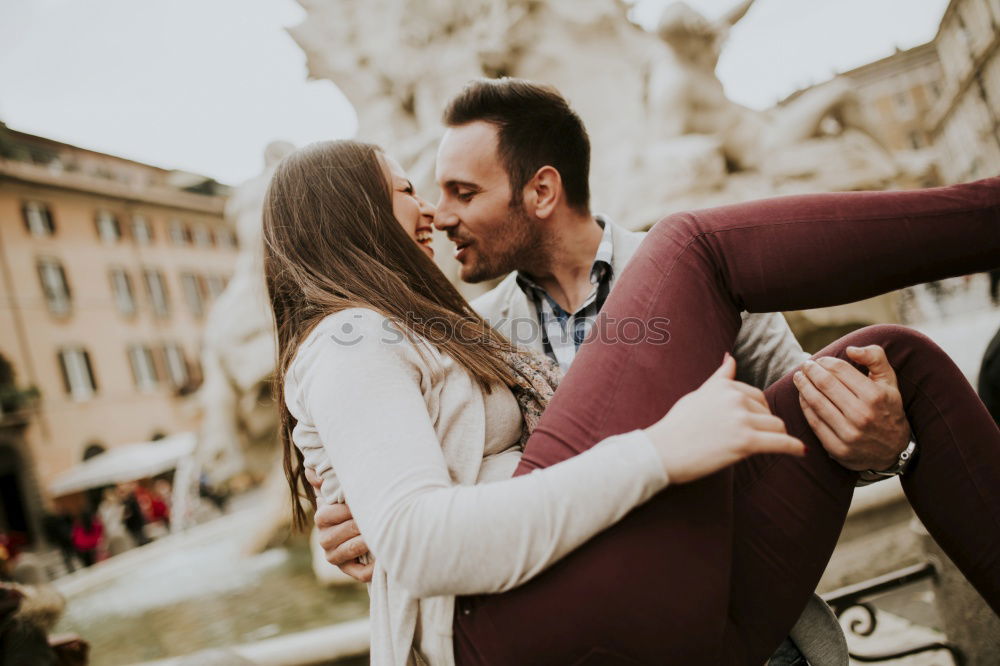 Similar – Blonde girl looks at camera while embraces her bearded boyfriend.