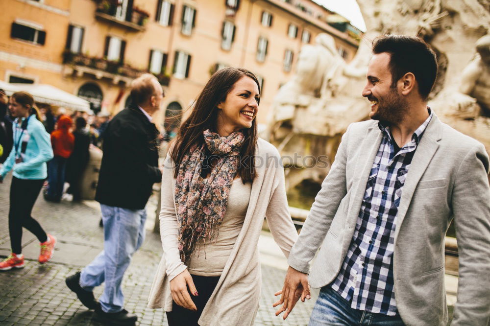 Similar – Image, Stock Photo Smiling couple of lovers having fun.