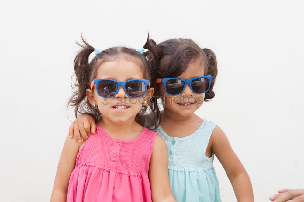 Portrait of a two little friends on a cruise at summer