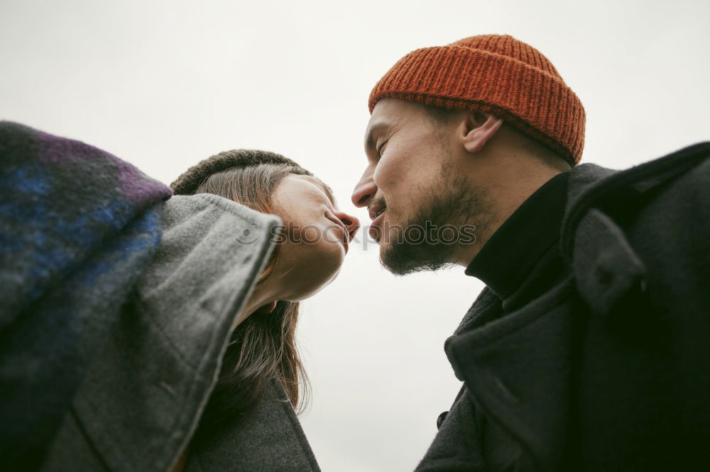 Similar – Image, Stock Photo Happy couple hugging and kissing near tree in park