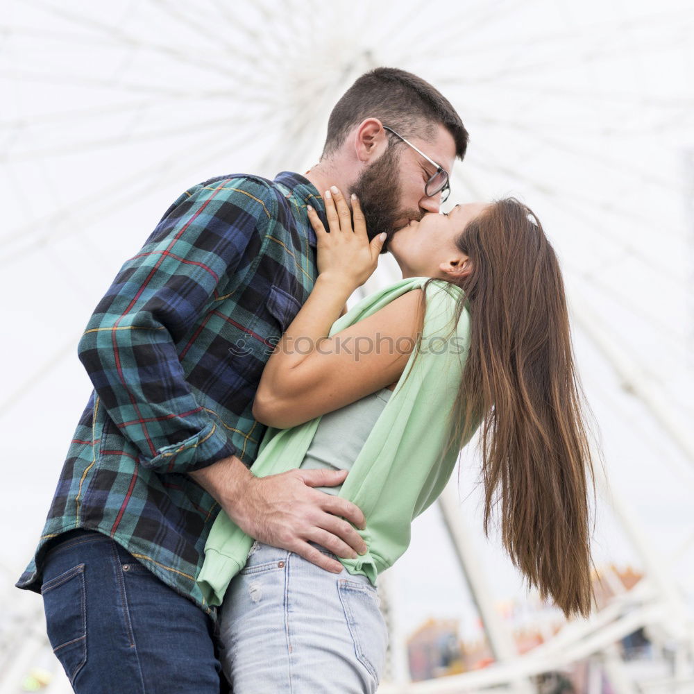 Image, Stock Photo Smiling couple of lovers having fun.