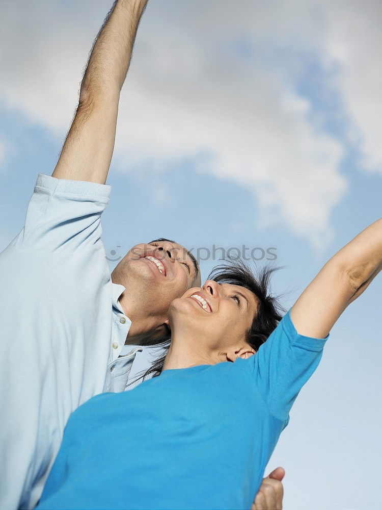 Similar – Image, Stock Photo Father and son playing superhero on the beach at the day time. People having fun outdoors. Concept of summer vacation and friendly family.