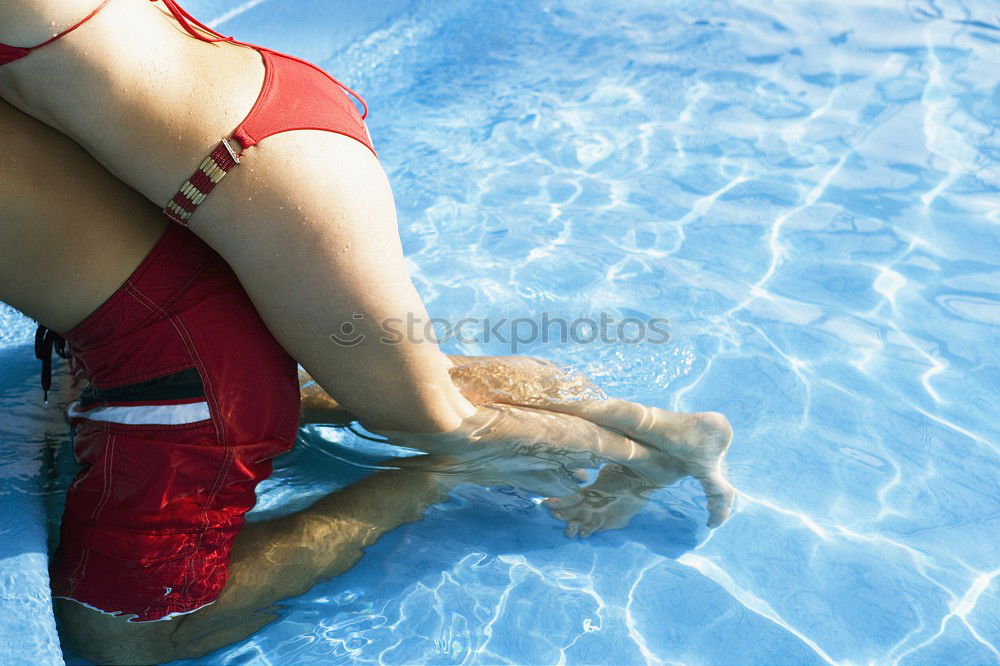 Similar – Image, Stock Photo Woman relaxing on inflatable ring in swimming pool