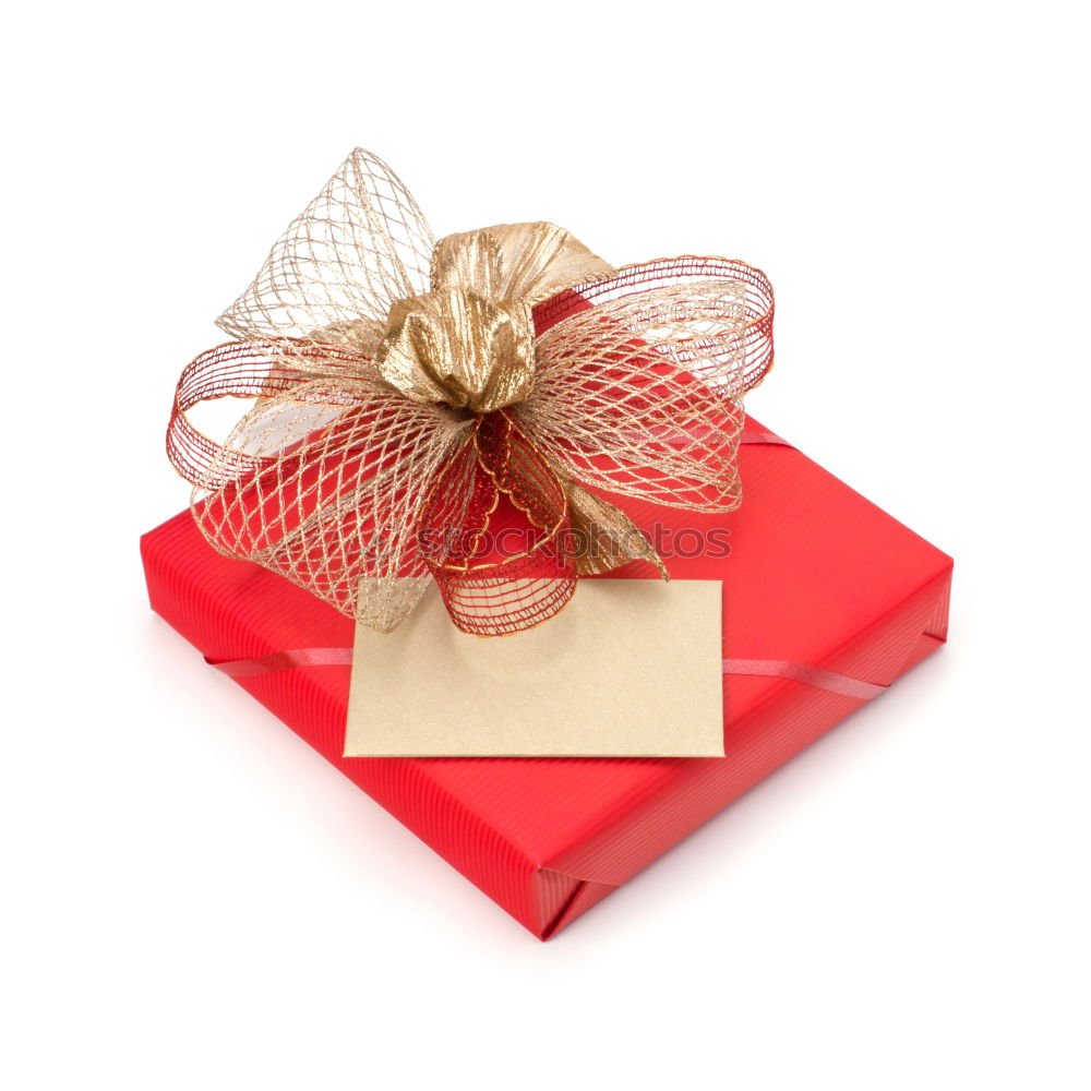 Similar – Image, Stock Photo Gift box, wrapped in recycled paper and red bow