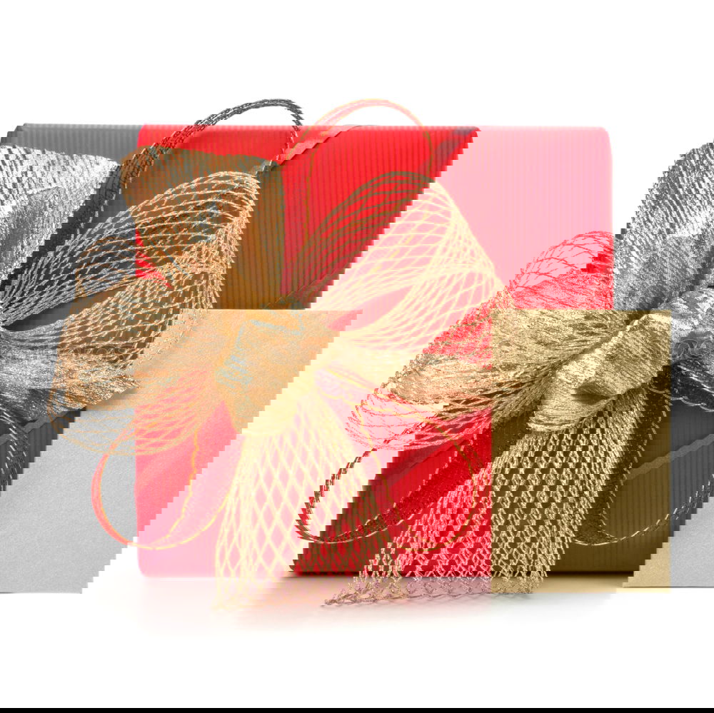 Similar – Image, Stock Photo White gift box on red background. Top view