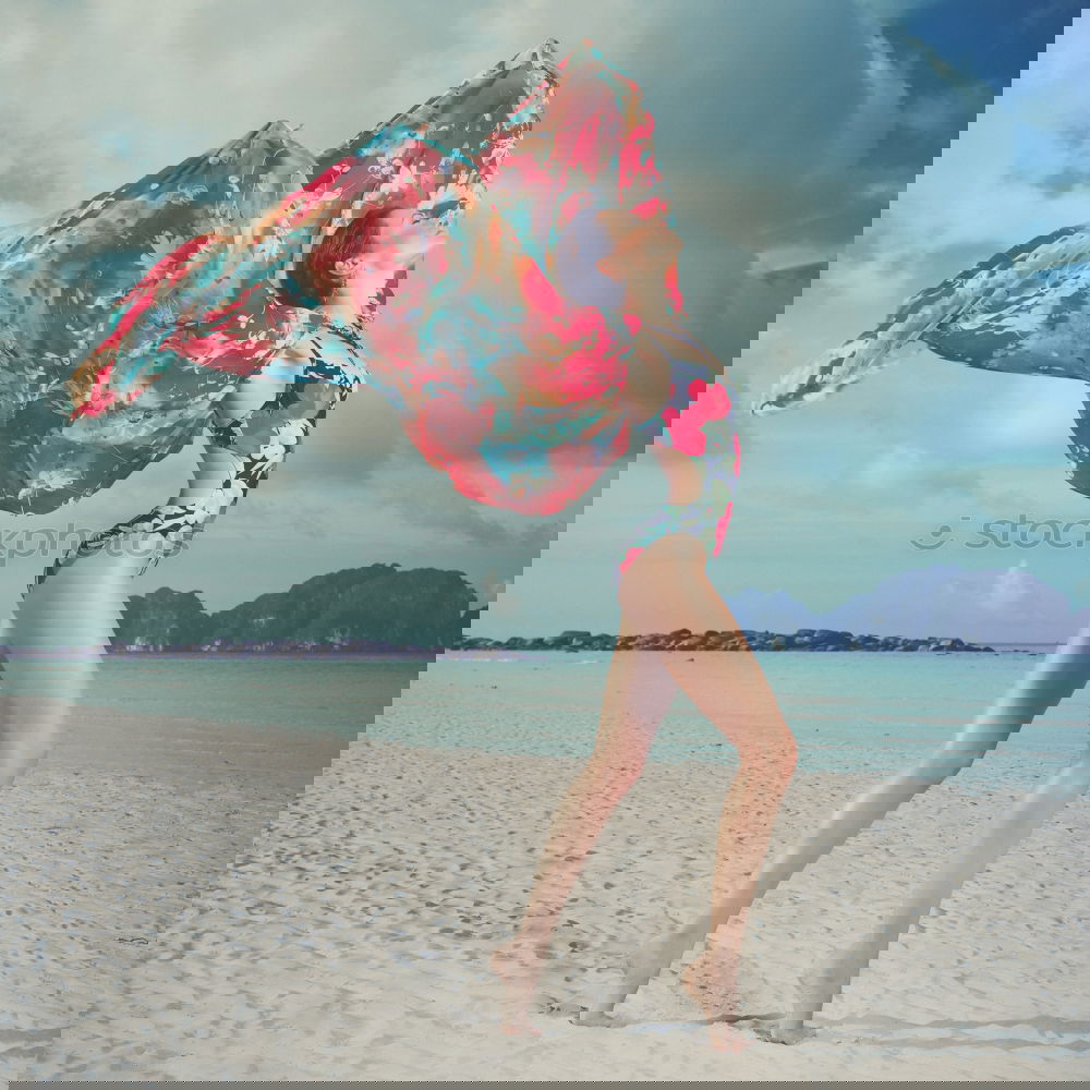 Similar – Image, Stock Photo Little girl standing on the beach
