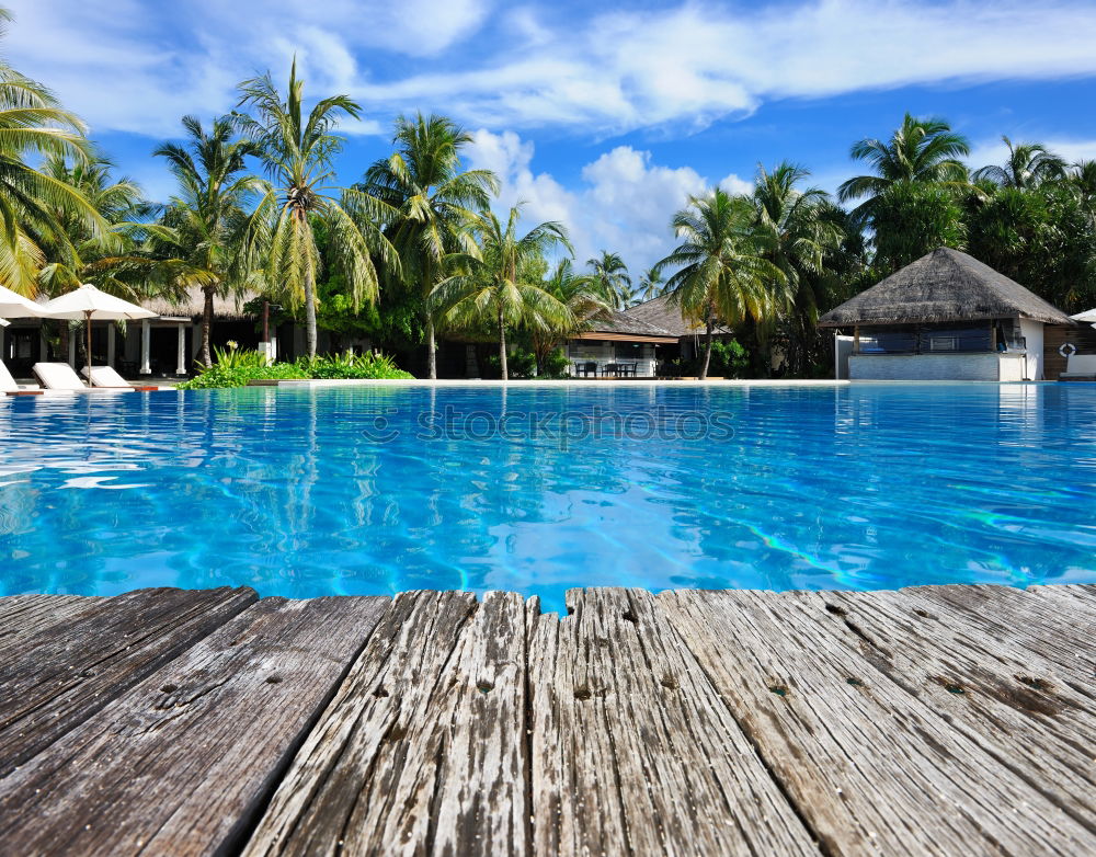 Maldives island luxury resort swimming pool