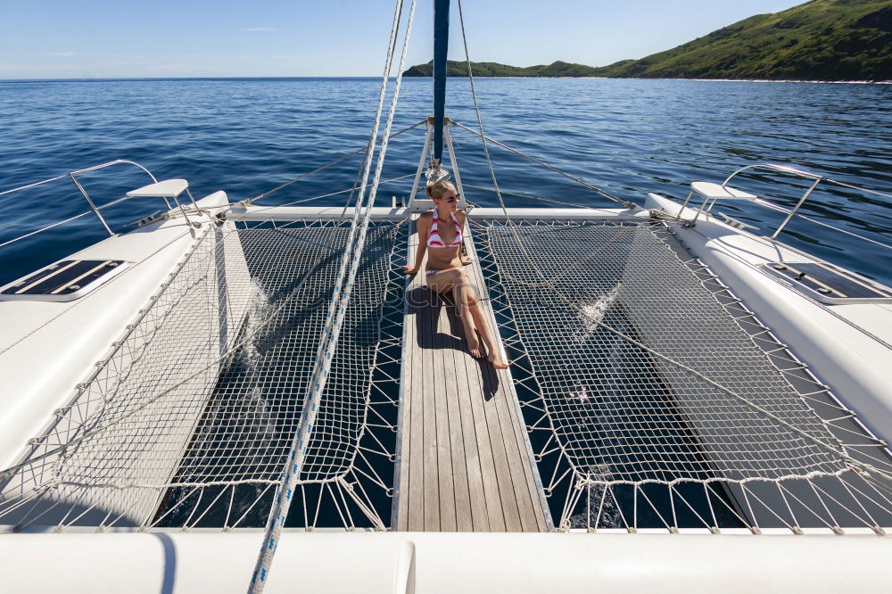 Similar – Image, Stock Photo Man jumping from yacht