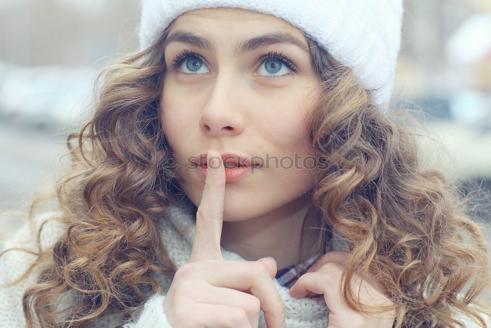 Image, Stock Photo portrait of a beautiful young girl standing near the wall