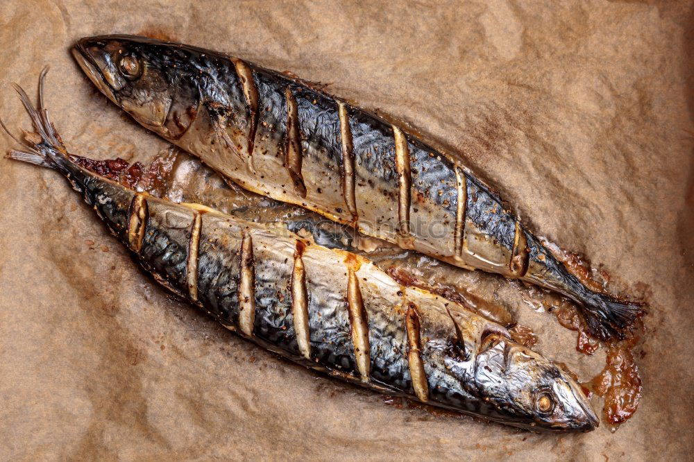 Similar – Image, Stock Photo Roasted salmon fish on baking paper.