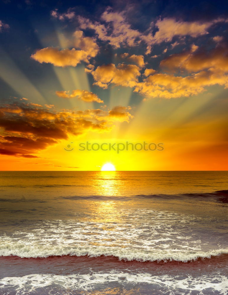 Similar – Image, Stock Photo Sunset with surfer backlit on sandy beach in Azores