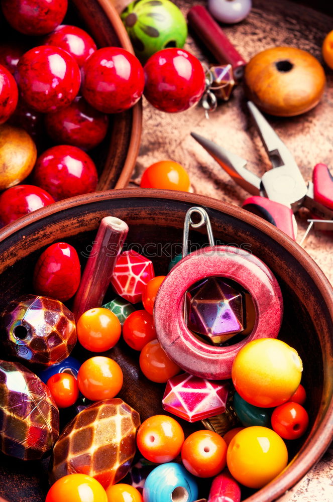 Similar – Image, Stock Photo Colorful beads in wooden bowls