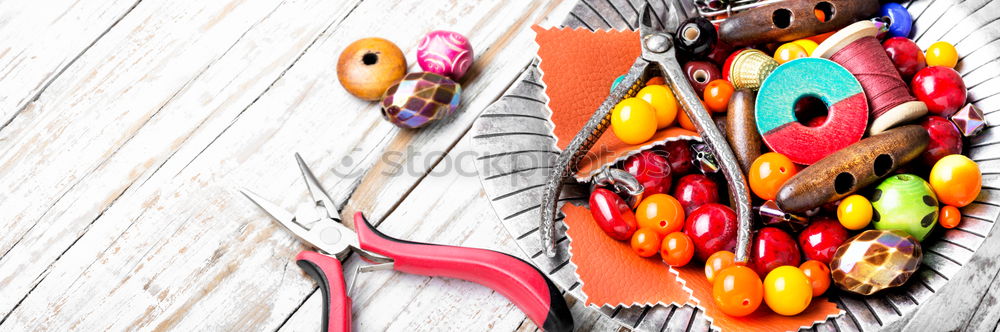 Similar – Image, Stock Photo Colorful beads in wooden bowls