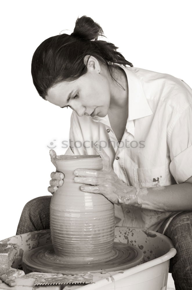 Similar – Image, Stock Photo Beautiful ceramist owner looking to the camera while smiling