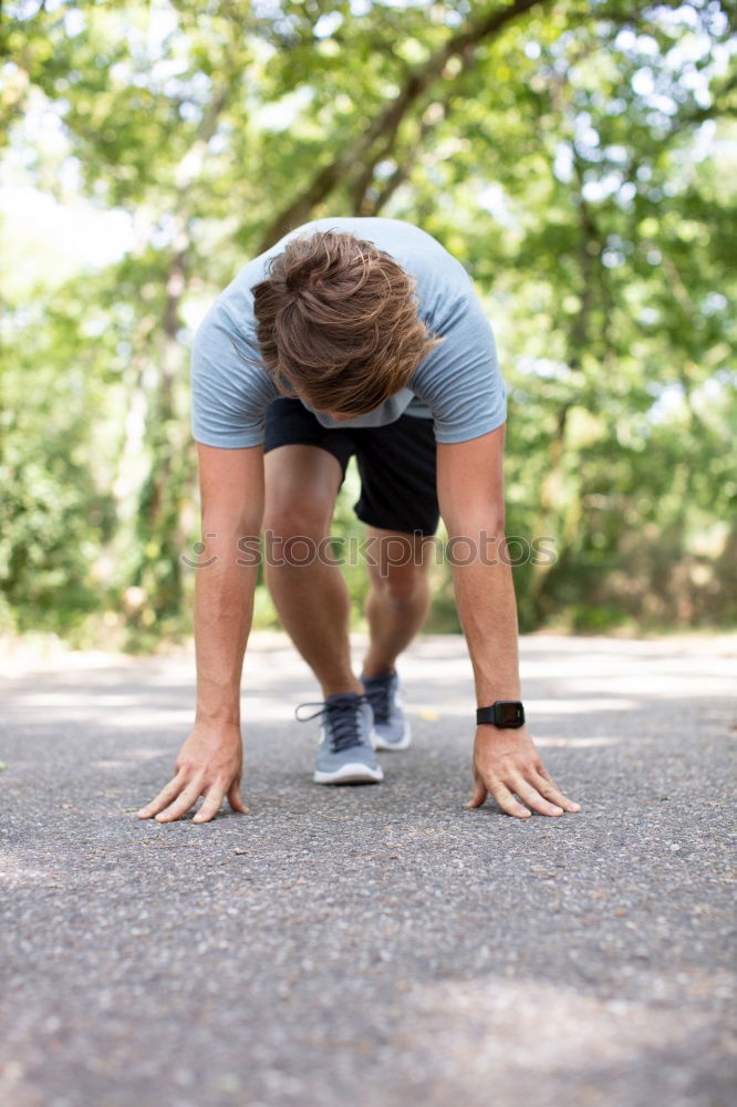 Similar – Image, Stock Photo Fitness black man exercising push ups outdoors