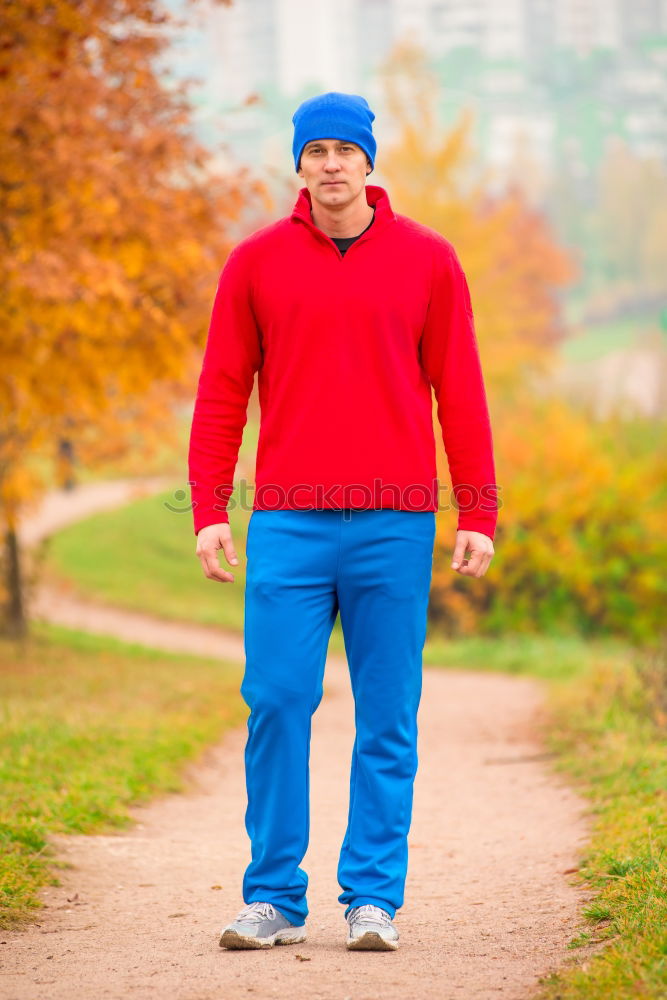 Image, Stock Photo Senior Man Exercising In Park