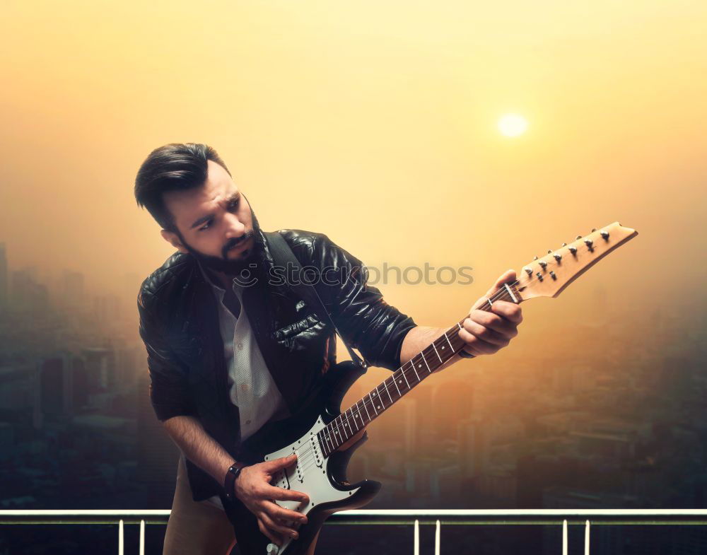 Similar – Image, Stock Photo outdoor photo session with a bass player and his instruments