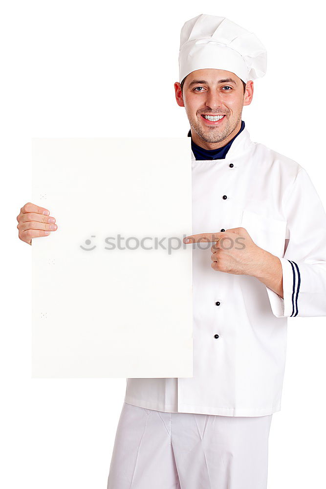 Similar – chef in red uniform holding a blank notebook